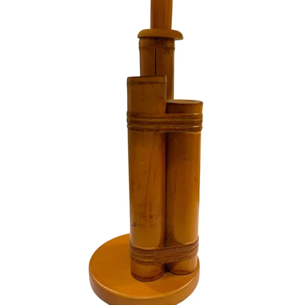 VTG Mid Century Bamboo Table Lamp Tarogo Japan Hollywood Regency Boho Coastal 16